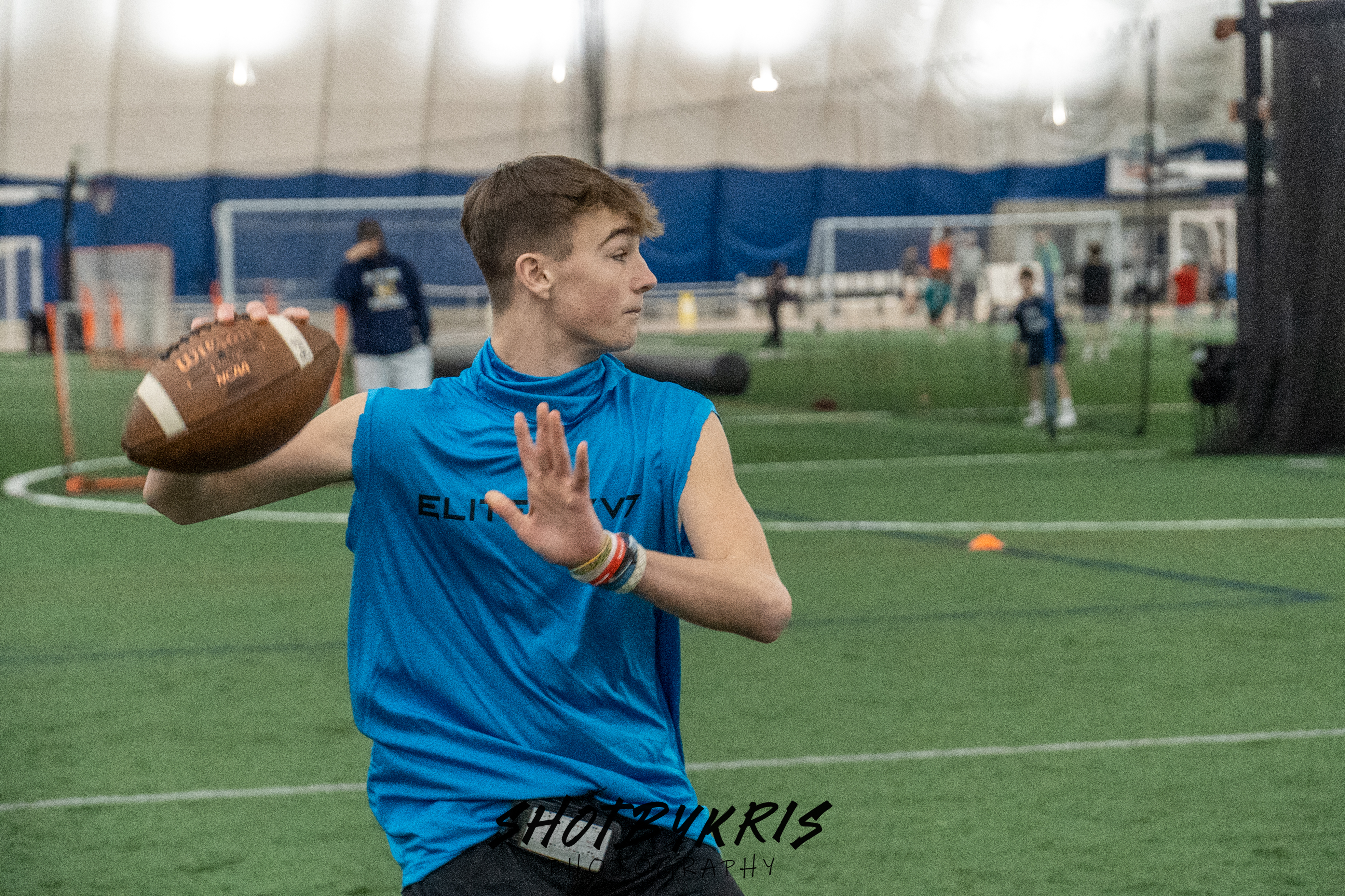 Young Athlete throwing football